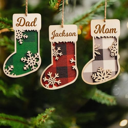 Personalized Christmas Wooden Ornaments with Family Names G463