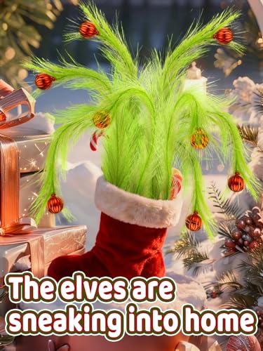 Lime Green Fluffy Curly Christmas Tree Picks with Red Ball, 8 Pieces P907332