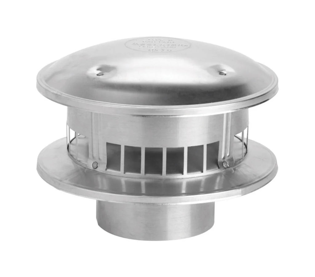 4" Galvanized Type B Gas Vent Cap, Bird Proof Round Top M6954