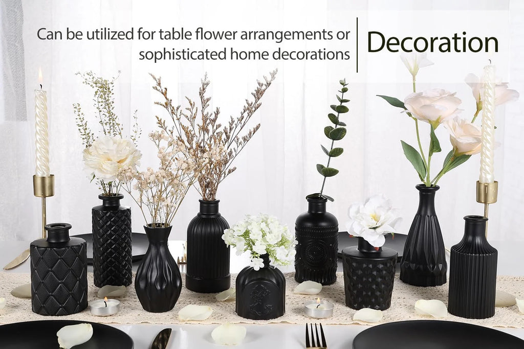 Mini Glass Bud Vases, Rustic Green & Black, Set of 12 R94245