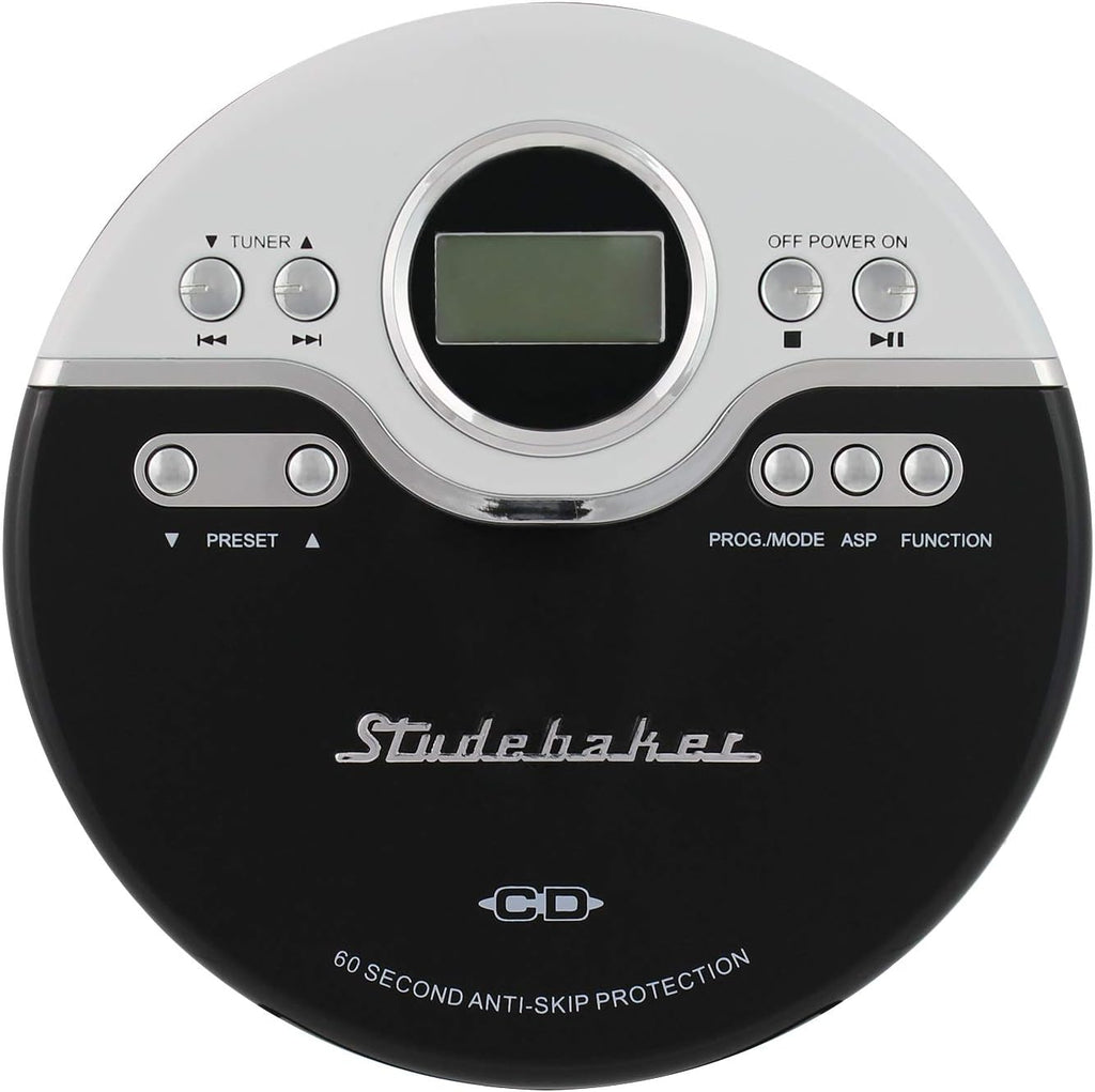 Retro Joggable Personal CD Player with FM Radio - Black/White X4213