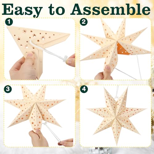 Sage Green 3D Paper Star Lantern Hanging Ornament with String Light M89680