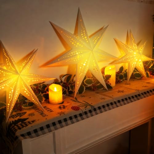 Christmas Paper Snowflake Lanterns with LED Lights for Holiday Party Decor A55544