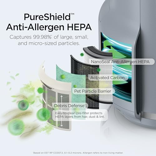 Air Purifier for Home Large Room, HEPA Filter, Covers 650 Sq. Ft, Removes Dust & Allergens P98966
