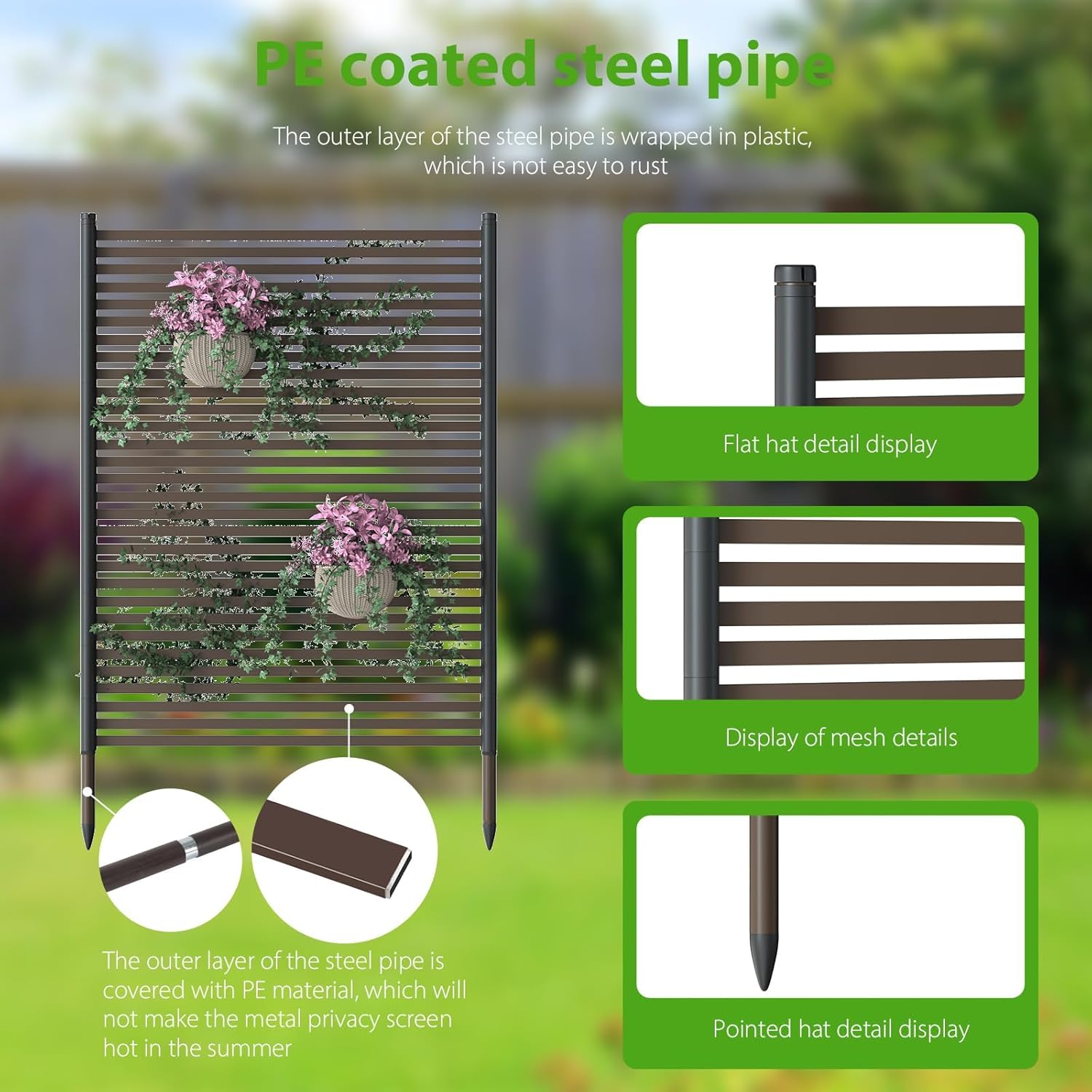 Metal Privacy Screen for Outdoor Terrace, 43x47 inches, 2 Panels S597224