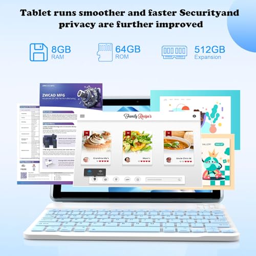10 Inch Android Tablet with Keyboard Case Mouse Stylus J550018