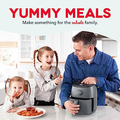 Electric Air Fryer Oven, 2.6 Qt., Grey, Compact, Auto Shut Off, 1000-Watt O64979