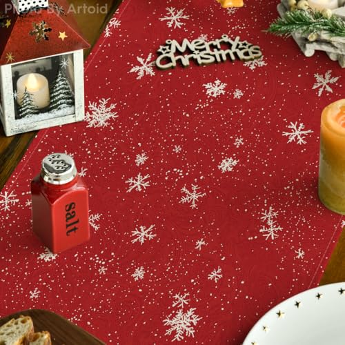 Snowman Christmas Birds Trees Table Runner, Winter Holiday Kitchen Dining Decoration, 13 x 72 Inch B443657