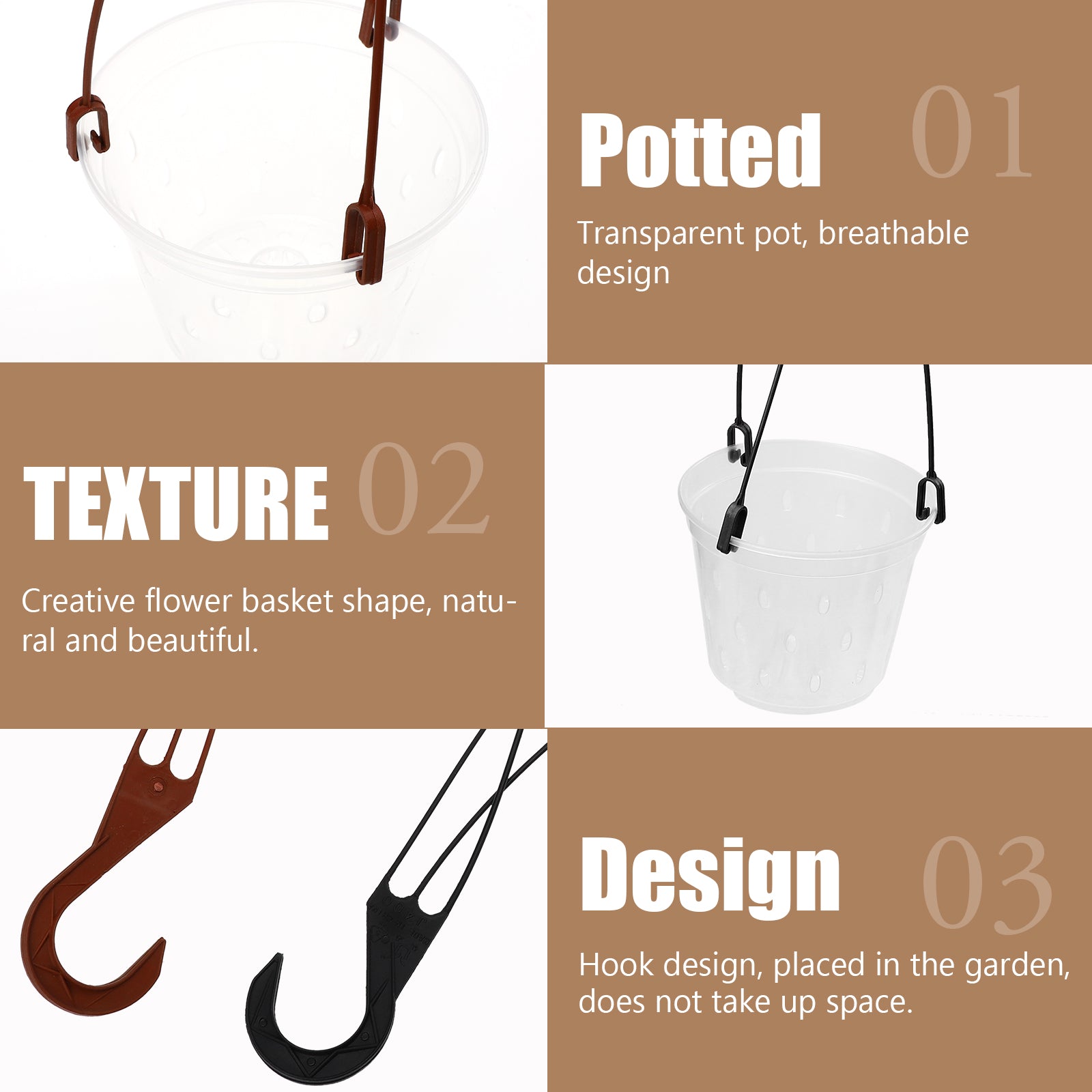 5 Sets Hanging Flower Pot Planter Phalaenopsis PP Material H340