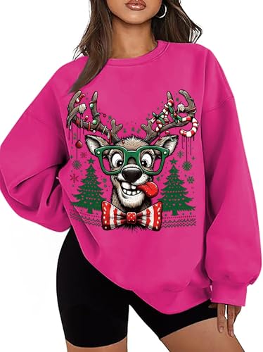 Funny Reindeer Christmas Sweatshirt Oversized Pullover K664011
