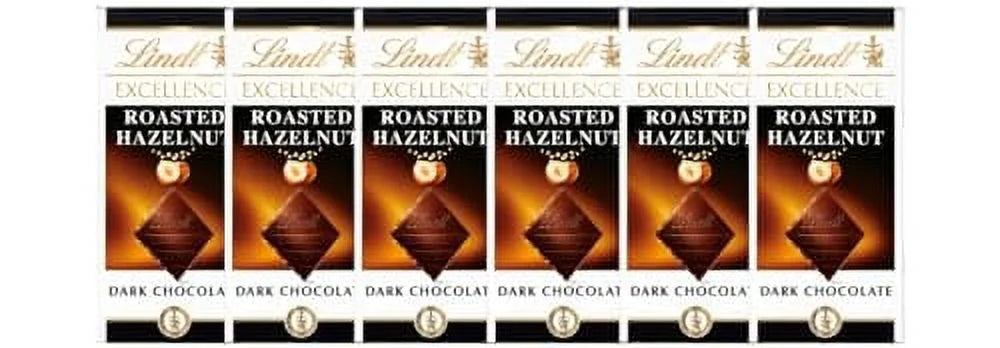 Lindt EXCELLENCE Roasted Hazelnut Dark Chocolate Bar, Chocolate Candy for Christmas and Holidays (Roasted Hazelnut, (6 Pack)