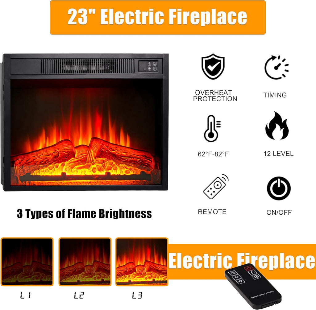 Carved Pilasters Electric Fireplace with Mantel, Freestanding Heater D90641