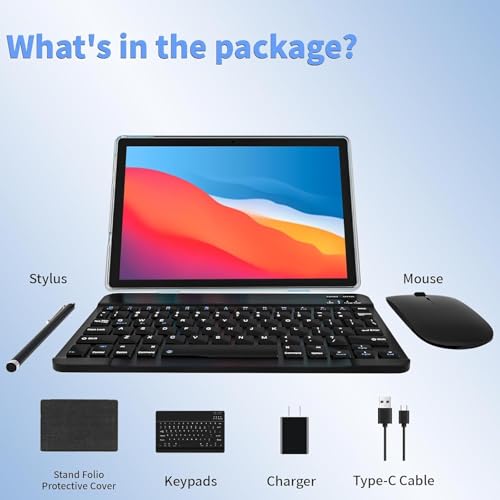 10 Inch Tablet with Keyboard Mouse, 6GB RAM 64GB ROM, IPS Touch Screen O15451