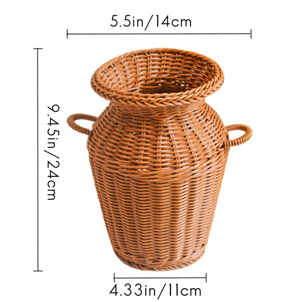 Rattan Woven Vase Tabletop Flower Pot Home Decor V663