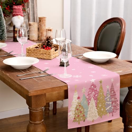 Christmas Table Runner 13x72 Inch, Red Winter Holiday Decor H348