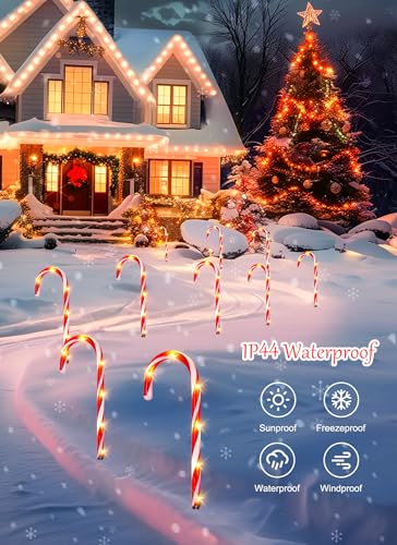 Solar Candy Cane Lights Outdoor Pathway, 8 Modes LED Christmas Decorations Z884