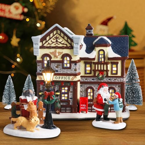 Ceramic Christmas Houses with Warm LED Light Y89884