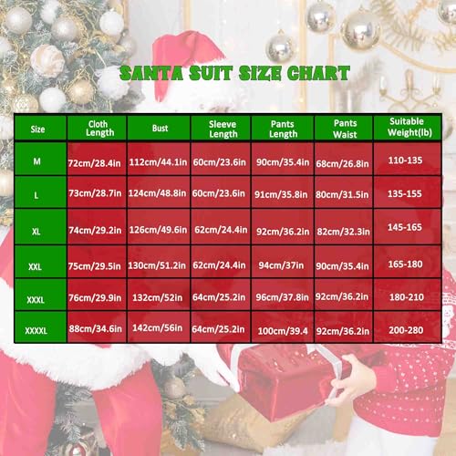 Santa Costume for Men, Christmas Claus Outfit Suit 11Pc L1568