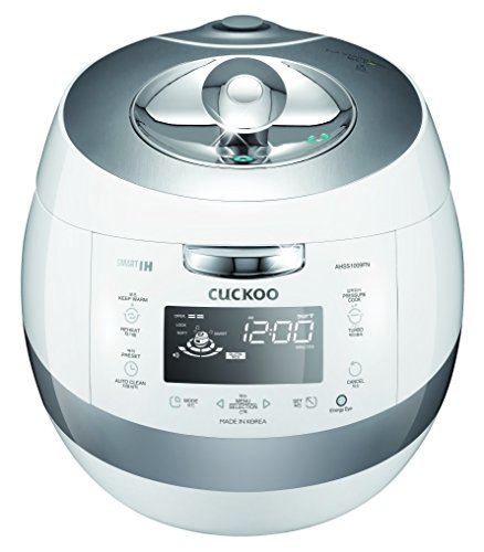 CUCKOO CRP-AHSS1009FN | 10-Cup (Uncooked) Induction Heating Pressure Rice Cooker | 17 Menu Options, Auto-Clean, Energy Saving Mode, Stainless Steel Inner Pot, Made in Korea | White