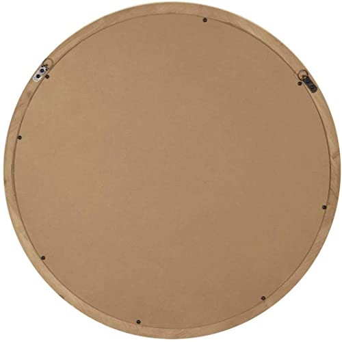 Rustic 30" Round Wall Mirror with Wood Frame R200772