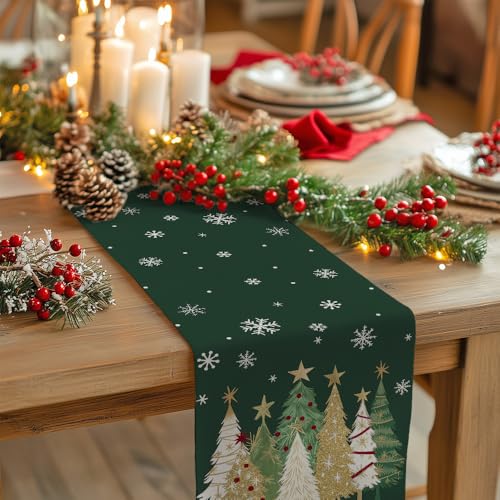 Christmas Table Runner 13x72 Inch, Red Winter Holiday Decor H348
