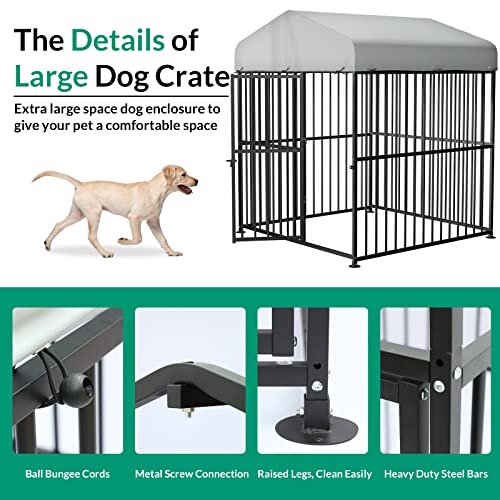 Large Outdoor Dog Kennel with Heavy Duty Metal Frame and Waterproof Cover W60756