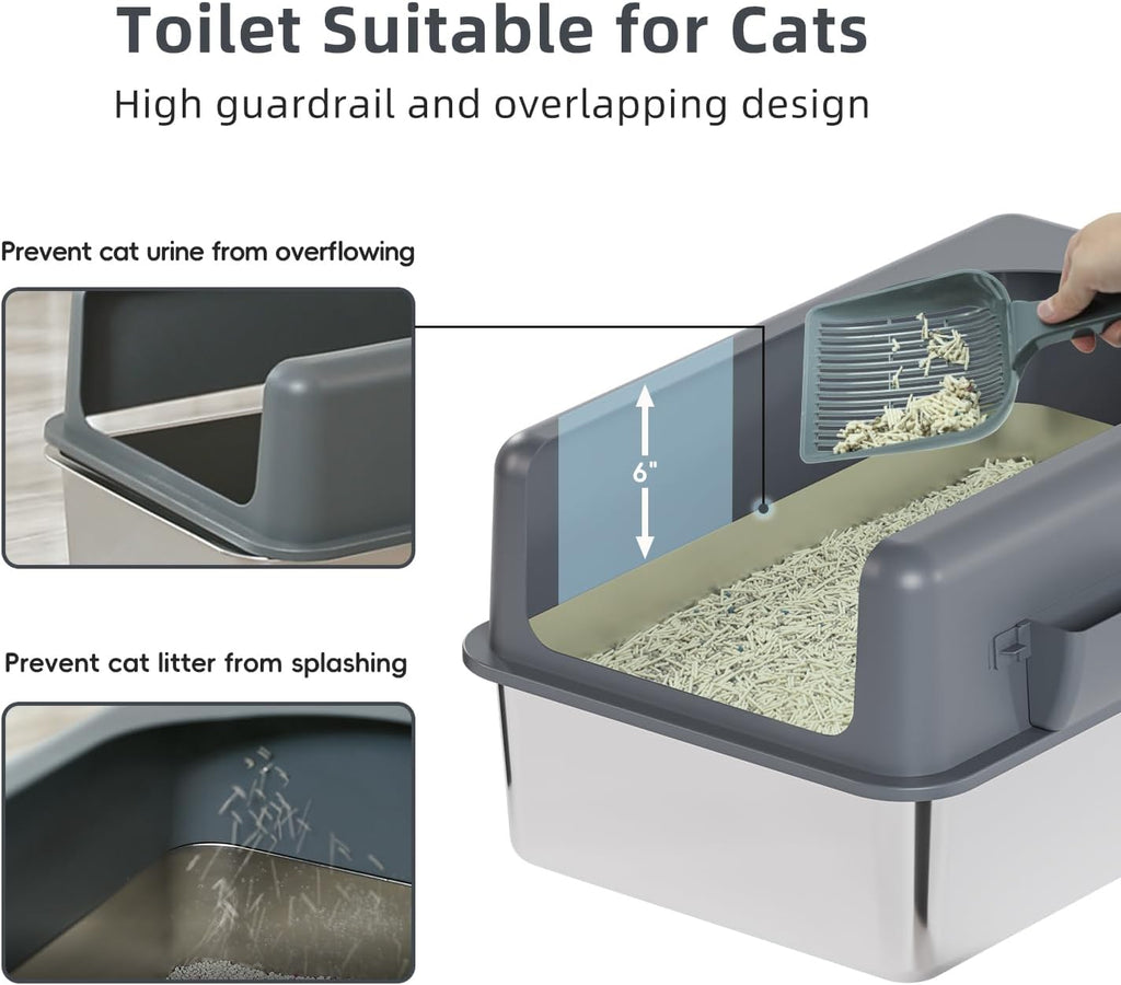 Stainless Steel Cat Litter Box with Lid, Extra Large, Easy to Clean G75117