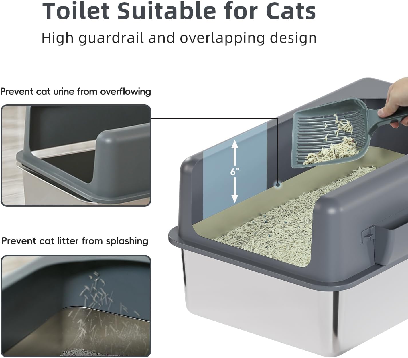 Stainless Steel Cat Litter Box with Lid, Extra Large, Easy to Clean G75117