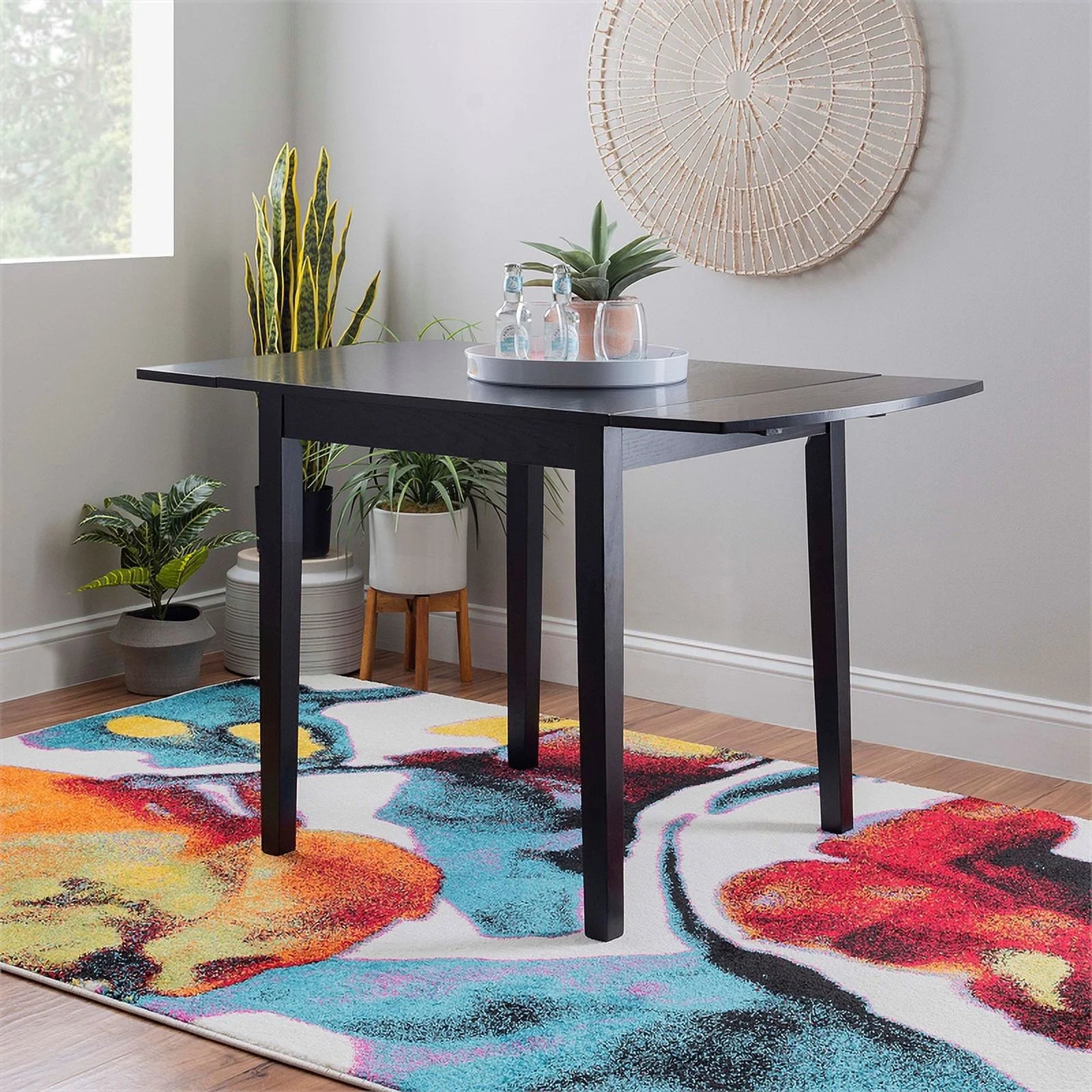 Square Wood Drop Leaf Table in Black P88507