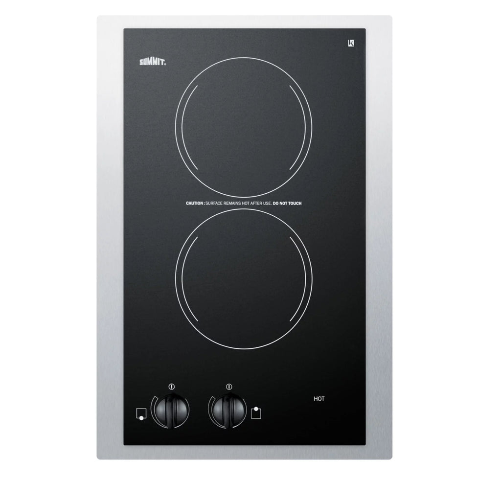 15" Wide 230V 2-Burner Radiant Cooktop