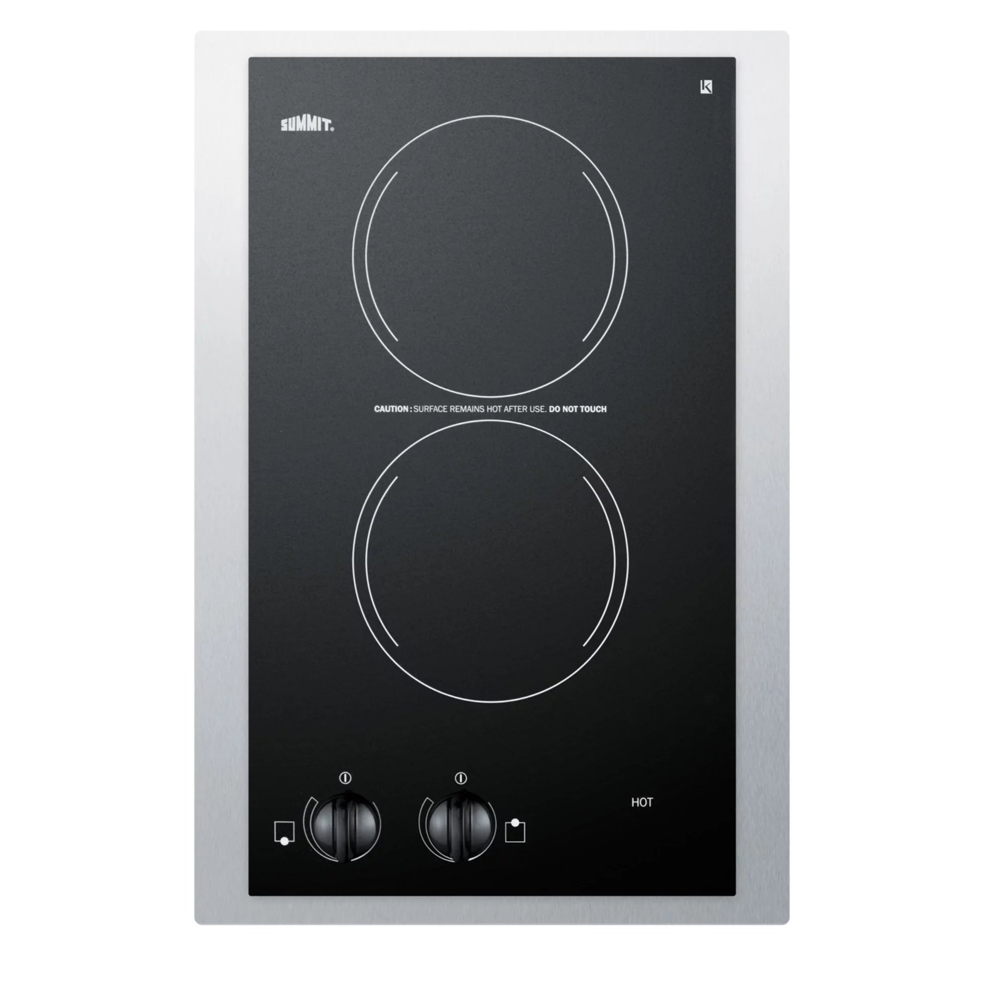 15" Wide 230V 2-Burner Radiant Cooktop