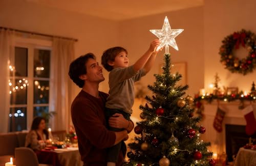 Color Changing Christmas Star Tree Topper with Remote and Timer F5367