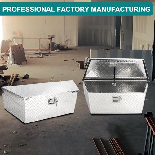 Aluminum Stripes Trailer Storage Box, Waterproof Tool Box, 39" x 16.5" x 12", Black U492