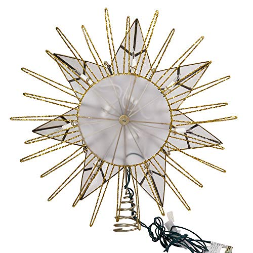 Gold Lighted Star Christmas Tree Topper with Wire Rays M337
