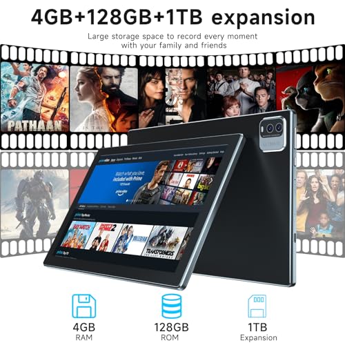 Android 13 Tablet 10 Inch 2-in-1 with Keyboard, 8GB RAM 128GB Storage, WiFi 6, HD Screen, Black P47047