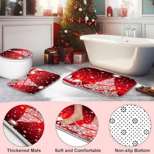 Christmas Bathroom Set with Shower Curtain, Rugs, and Hooks F236