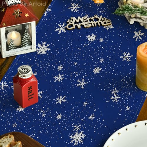 Snowman Christmas Birds Trees Table Runner, Winter Holiday Kitchen Dining Decoration, 13 x 72 Inch B443657