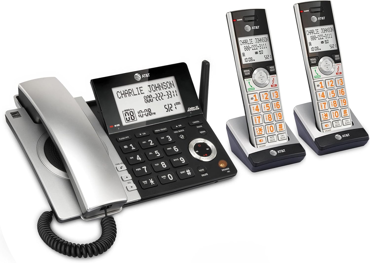 2-Handset Corded/Cordless Phone with Answering Machine and Call Blocking O711