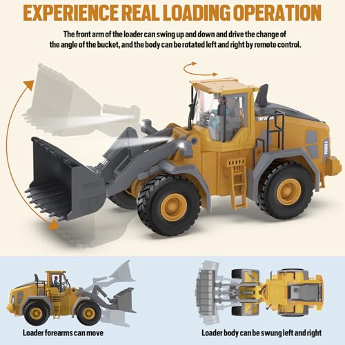Remote Control Excavator Construction Toy for Boys with Metal Shovel and Lights J5730