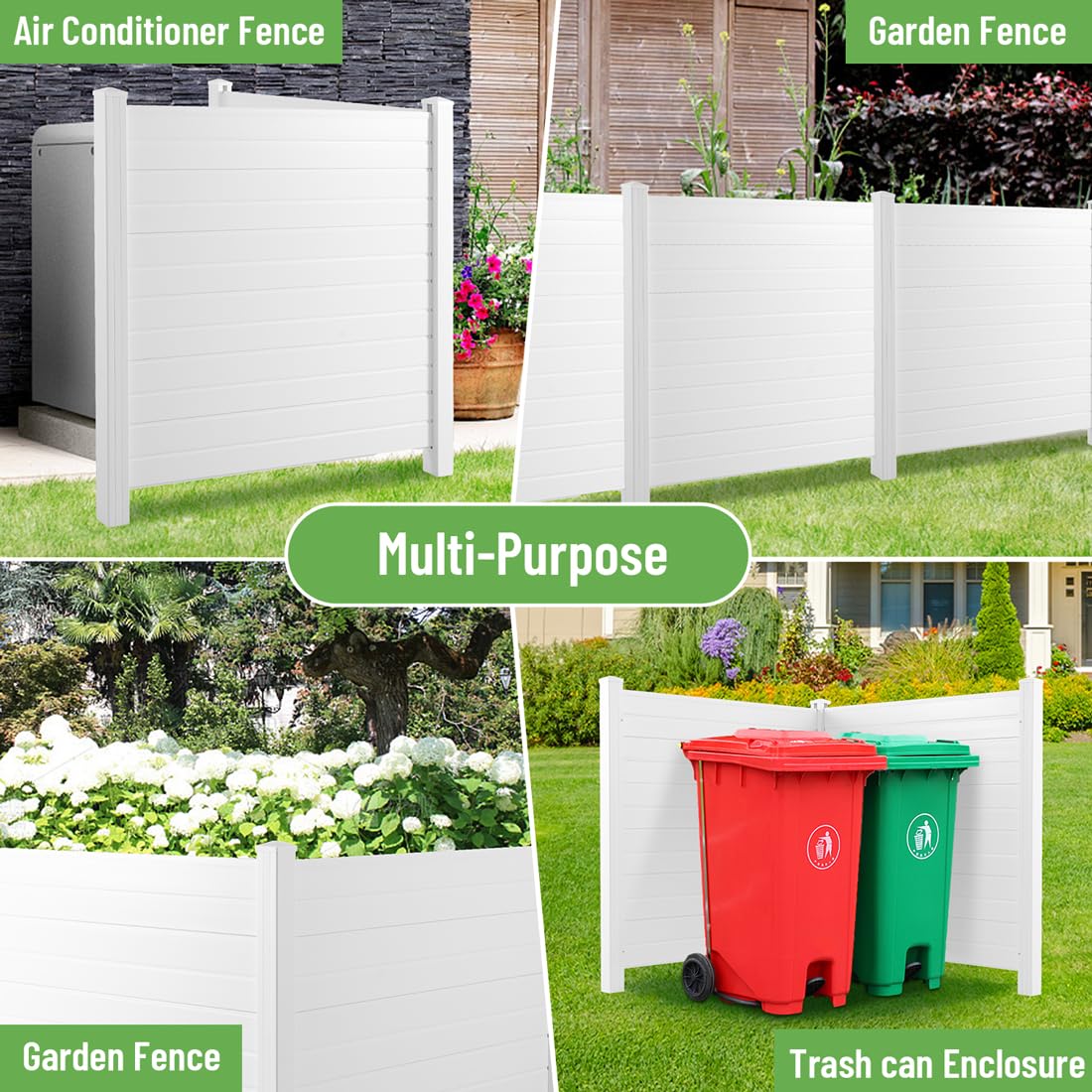 Vinyl Fence Screen Kit with Metal Stakes, White (2 Panels) E521