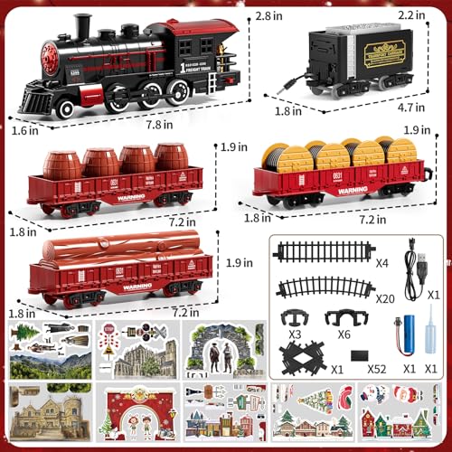Large Train Set for Kids 4-8 with Sounds, Lights and Smoke H678