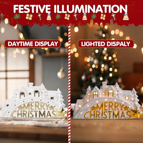 Christmas Ceramic Post Office Decoration with Lights G540