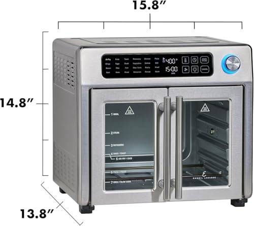 Extra Large French Door Air Fryer Toaster Oven Combo, 26QT Capacity, Stainless Steel Finish O2365