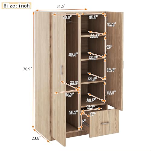3 Door Wardrobe with Mirror, Hanging Rod and Shelves Z3357
