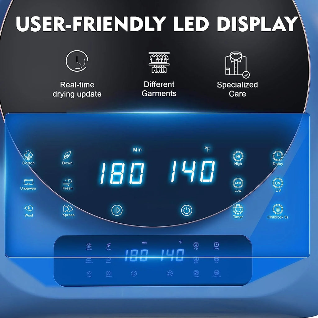 Portable Electric Clothes Dryer 8.8 Lbs with Moisture Sensor, Blue D806048