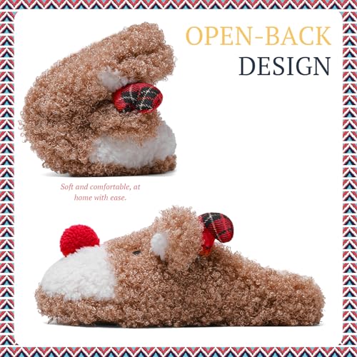 Women's Fuzzy Reindeer House Slippers Cozy Indoor Shoes W402399