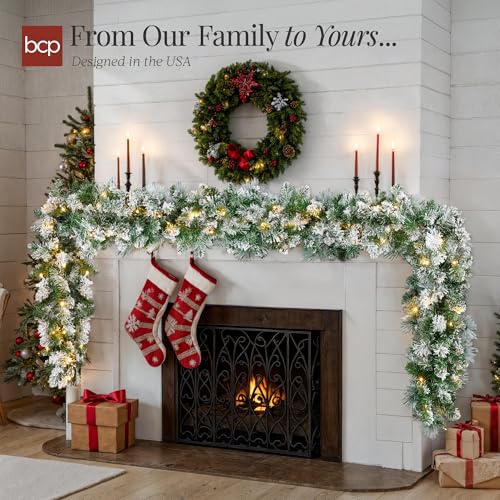 Pre-Lit Holiday Christmas Garland for Stairs, Fireplace with 50 Lights U582051