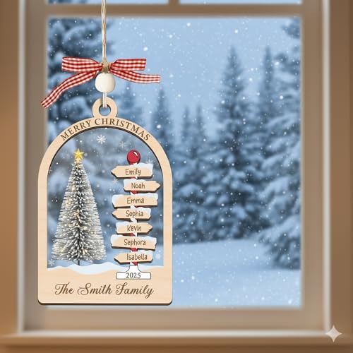 Personalized Christmas Wooden Ornaments with Family Names G463