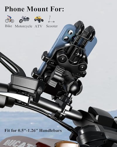 Motorcycle Phone Holder with Vibration Dampener, Anti-Shake Mount for Handlebar Q60385