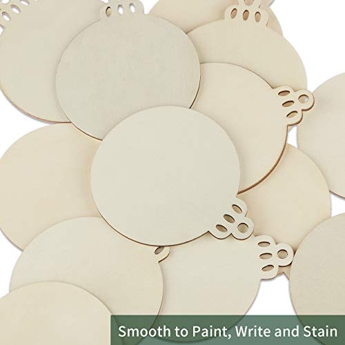 50PCS 4-Inch Wooden Christmas Ornaments, Unfinished Pre-Drilled Wood Slices for DIY Crafts G888